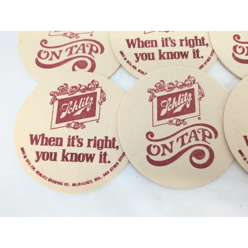 Vintage Beer Coasters 20 Schlitz When It's Right 2 Sided 3.5